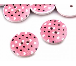 Holzknopf Herzen - flieder rosa pink